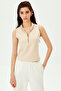 Zipper Detailed Slim Fit Sleeveless Knitted Blouse