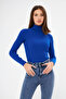 Women's Cobalt Blue Long Sleeve Turtleneck Knitwear Sweater - 7