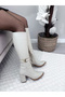 Woman lara side zipper below knee boots cream - 4