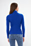 Women's Cobalt Blue Long Sleeve Turtleneck Knitwear Sweater - 4