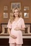 Women's Pink Melange Flounce Special Design Maternity Pajama Set - 8