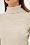 Women's Beige Long Sleeve Turtleneck Knitwear Sweater - 8