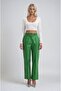 Green Ribbed Stitched Leather Trousers 0096 R7-A-K4