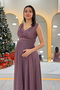 Women's Zero Sleeve Transparent Detail Evening Dress Plus Size Options Purple, Gray, Powder - 4