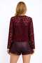 Women's Burgundy Color Standard Size Buttoned Flower Patterned Lace Seasonal Cardigan - 3