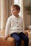 Boy's Spring Premium Knitwear Cardigan with Stitch-Free Braided Hair Braids and Buttons, V-Neck