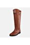 Large size women's flat boot 41-42-43-44 taba leather - 3