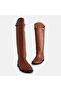 Large size women's flat boot 41-42-43-44 taba leather - 2