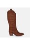Large Size Women's Cowboy Boots 41-42-43-44 Brown Suede - 8