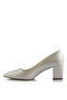 Wedding Shoes Thick Heeled Off White Leather - 3