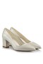 Wedding Shoes Thick Heeled Off White Leather