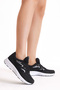 Unisex Black White Poly Sole Breathable Fabric Lace-Up Sports Shoes