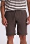 Brown Comfort Fit Linen Textured Relaxed Cut Double Leg Shorts - 3