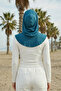 Combed Cotton Women's Ready-To-Wear Bonnet with Visor and Concealer Feature, B-88P, Petrol - 3