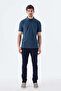 Navy Blue Slim Fit 100% Cotton Polo Neck T-Shirt - 2