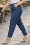 Mom Fit Jean Plus Size High Waist Carrot Cut Narrow Leg Pleated Stretchy Denim Pants C600 Blue - 6