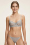 Adjustable Strap Underwire Non-Cup Brode Lace Women's Bra Set Gray