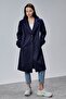 Rosalia Navy Blue Regular Fit Double-Breasted Cashmere Coat - 5