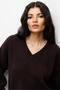 6996 Women's V-Neck Soft Knit Sweater Brown - 4