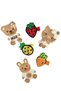 Girl and Baby Girl Hello Kitty Teddy Bear Rabbit Fruit Clamp Buckle Set - 6 Pieces - Brown - 3