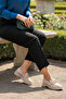 Women's Square Buckle Loafer Cream Casual Shoes - 2