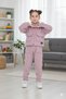 Girl's Zippered Mock Neck Pocket Zippered Cotton Bottom Top Two-Piece Tracksuit Fleece Set - 3