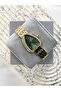 Vintage Green Gold Women's Wristwatch with Triangle Stone Detail - 3