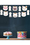 32 Piece White Cute Cat Birthday Set Banner + Cake Picks + Cupcake Decoration Set - 5