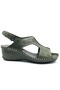 Somali Genuine Leather Comfort Orthopedic Women's Sandals Green