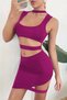 Fuchsia Special Design Mini Dress with Leg and Belly Detail 5046
