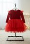 Girl's Pearly Red Long Sleeve Velvet Tulle Tutu Birthday Party April 23 Dress - 3