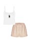 Women's Cotton Striped Patterned Rope Strap Shorts Pajama Set