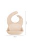 - Silicone Bib w/ Kangaroo Pocket - Bubble Beige - 5