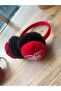 Winter-Proof, Ear-Covering, Boyish, Black and Red, Cute, Fluffy Plush Earmuffs - 3