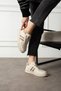 Beige Unisex Sneaker Jh177 Lace-Up Casual Sports Shoes - 4
