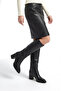 Women's Pointed Toe Bellows Zipperless Thick Heeled Boots Aluta Black