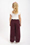 Wide Leg Rubber Waistband Belted Pocketed Girls' Trousers - 3