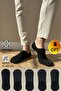 Unisex 5 Pairs Black Cotton Ballerina Socks