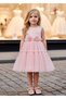 Girl's Flower Detailed Evening Dress
