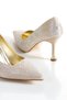 Women's Gold Stiletto Heels with Stones, 8 cm Thin Galvanized Heels, Comfortable Stiletto and Bag Combination - 8