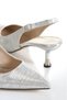 Women's Silver 5 cm Thin Galvanized Heels Comfortable Stiletto and Bag Combination - 6