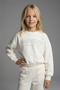 Girls' Cream Brooklyn Printed Tracksuit Set - Comfortable and Stylish Sweatshirt & Jogger Pants - 3