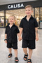 Boy's Aerobin Linen Fabric Short Sleeve Shirt Linen Short Shorts Festive Suit Clothing