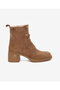 Women's Tan Suede Genuine Leather Heeled Boots 5K2Wb59127