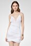 Women Ruched Mini Dress, White - 2