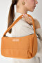 Women's Orange Baguette Hand and Shoulder Bag with Writing on the Front - 3