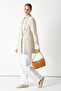 Women's Orange Baguette Hand and Shoulder Bag with Writing on the Front - 4