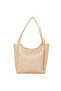 Women's Cream Double Handle Faux Leather Shoulder Bag - 3