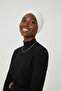 Ribbed Cream Sponge Ready-To-Wear Turban Hijab with Bands (Front and Back Bands) Pool Cap - 4
