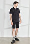 Black Slim Fit Slim Fit Polo Neck Cotton Short Sleeve T-Shirt - 2